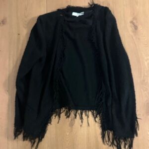 IRO Black Fringed Cardigan 38 small